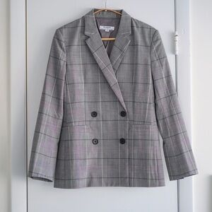 Wool blend plaid blazer